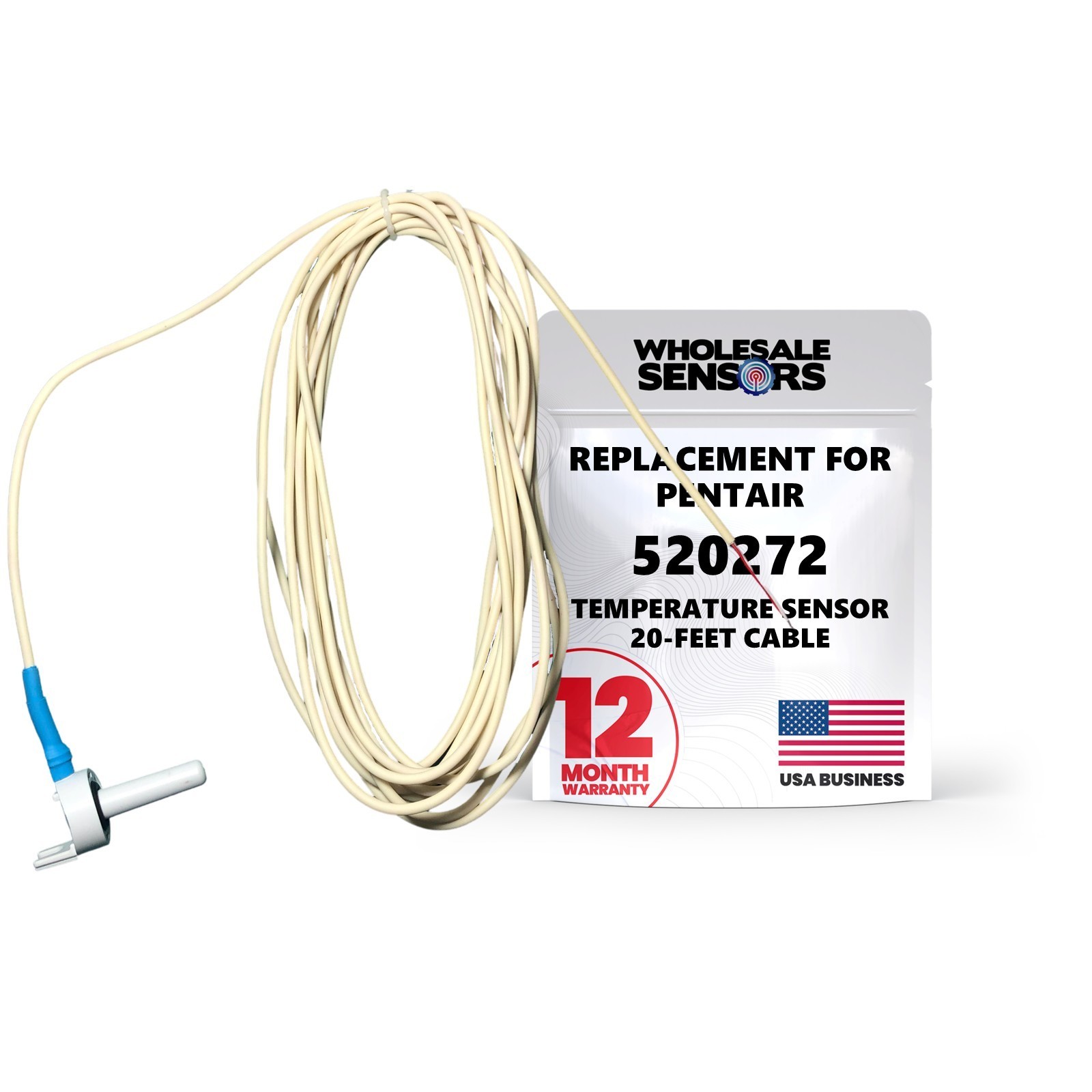 Replacement Pentair 520272 Temperature Sensor 20FT Cable 12 Month Warranty