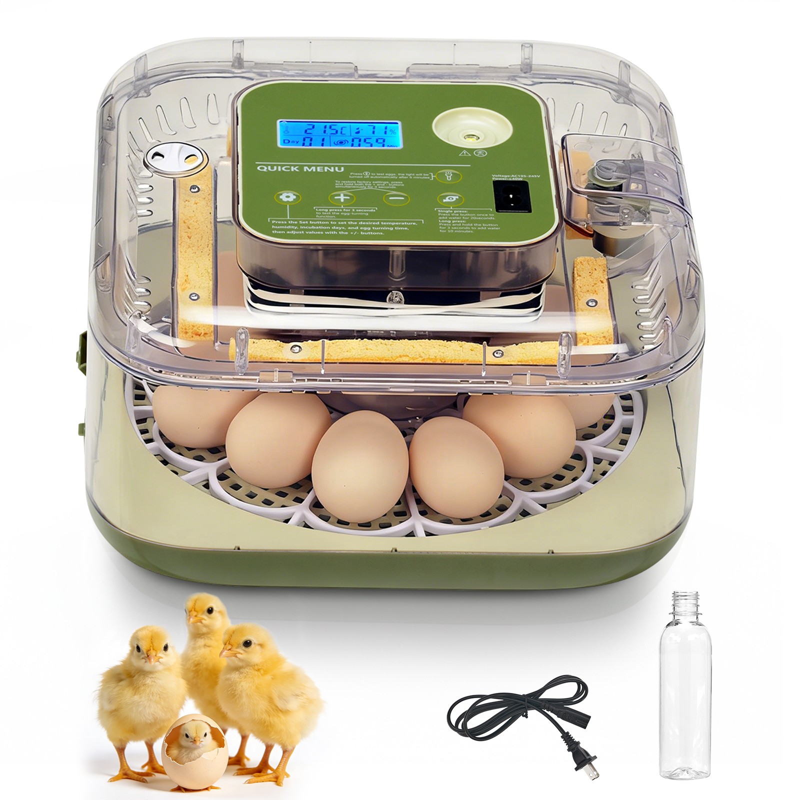12 Eggs Incubator with Automatic Egg Turning for Hatching Chicken Ducks Eggs