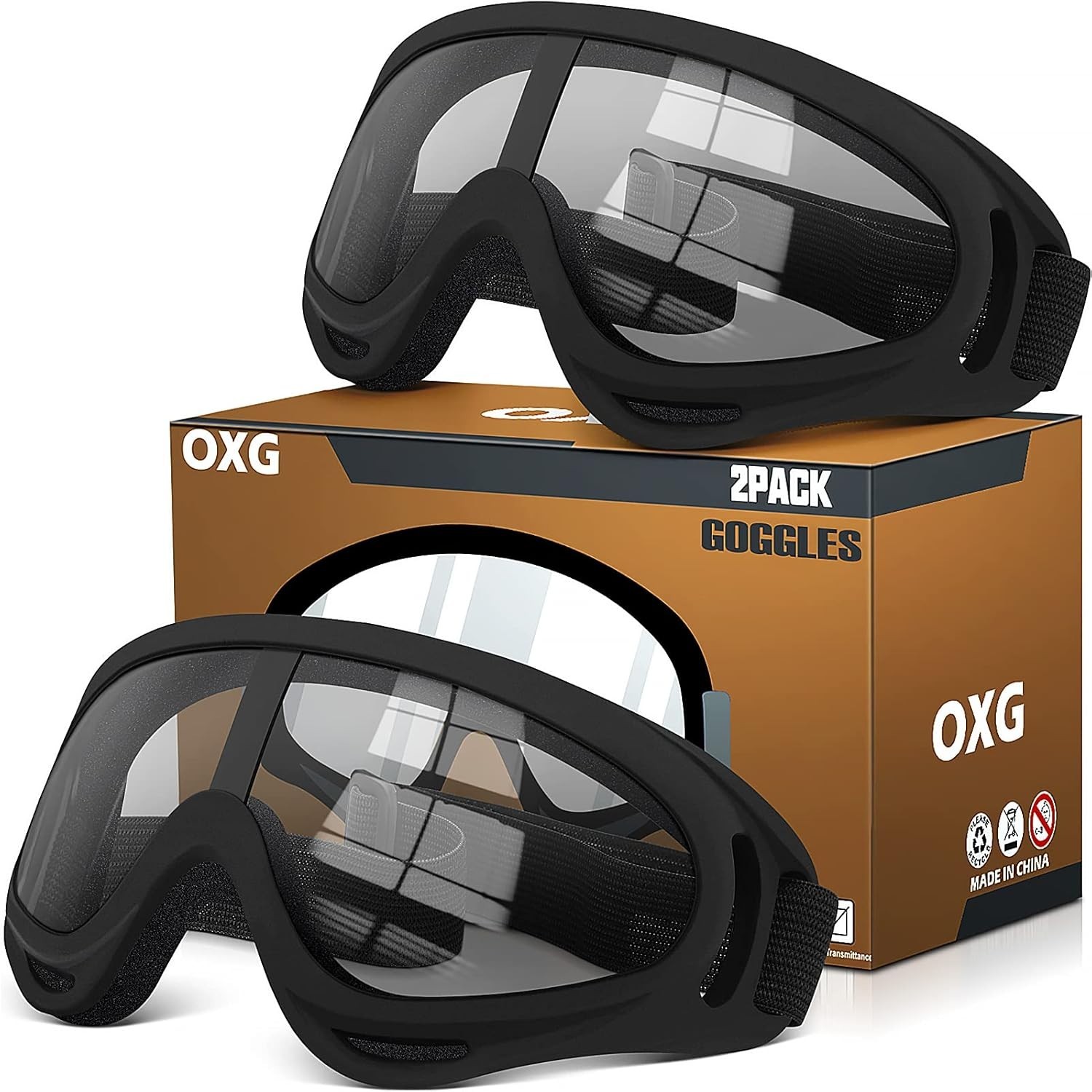 OXG 2 Pack Motorcycle Goggles for Men and Women, Dirt Bike ATV Motocross Anti...