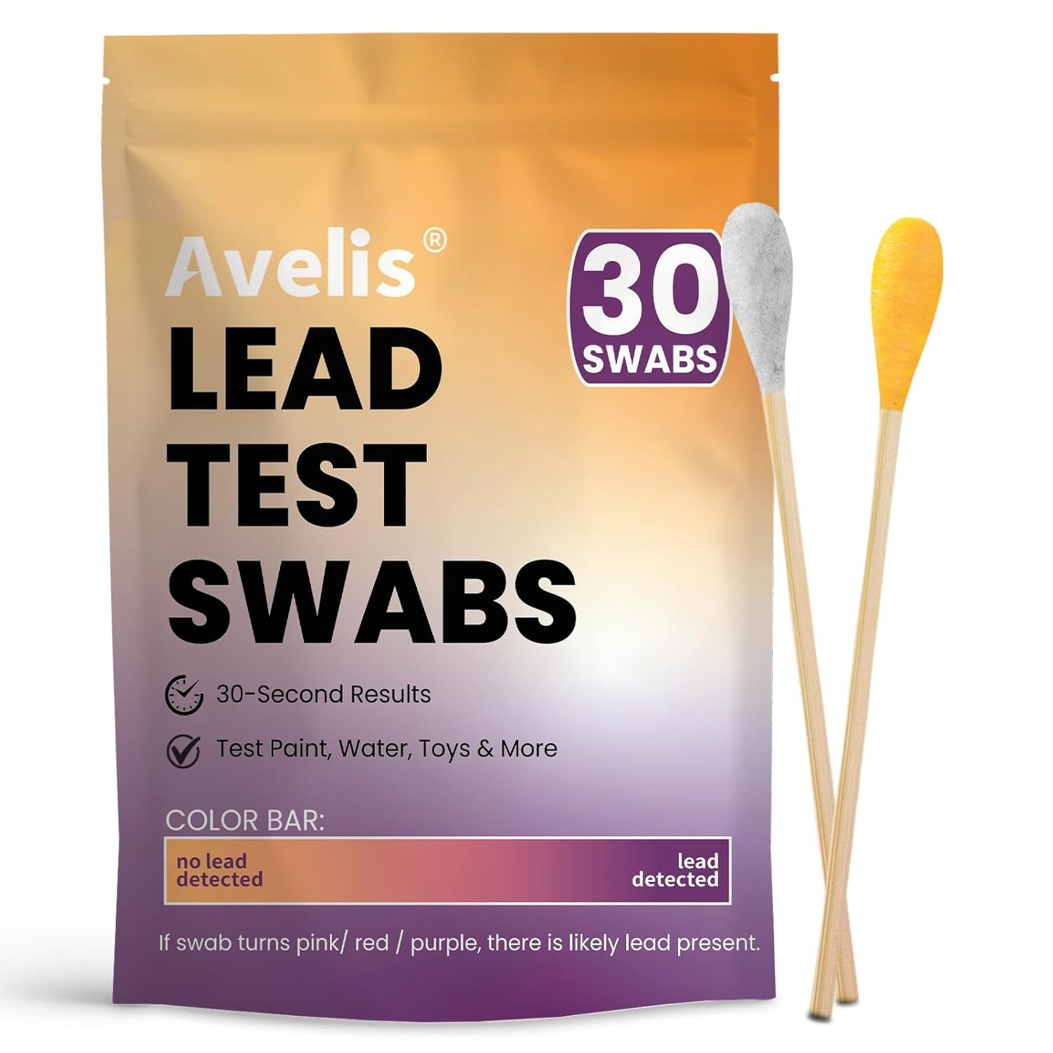 30 PCS Lead Test Kit for Dishes Premium Lead Testing Swabs for Paint & Jewelry
