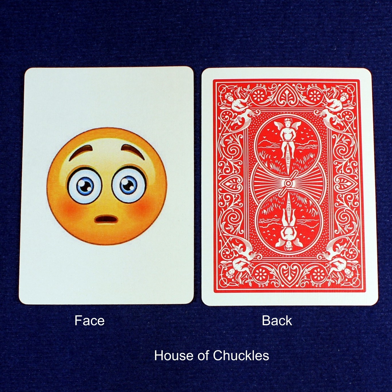 Shocked Emoji, Bicycle Printed Gaff Card, Red