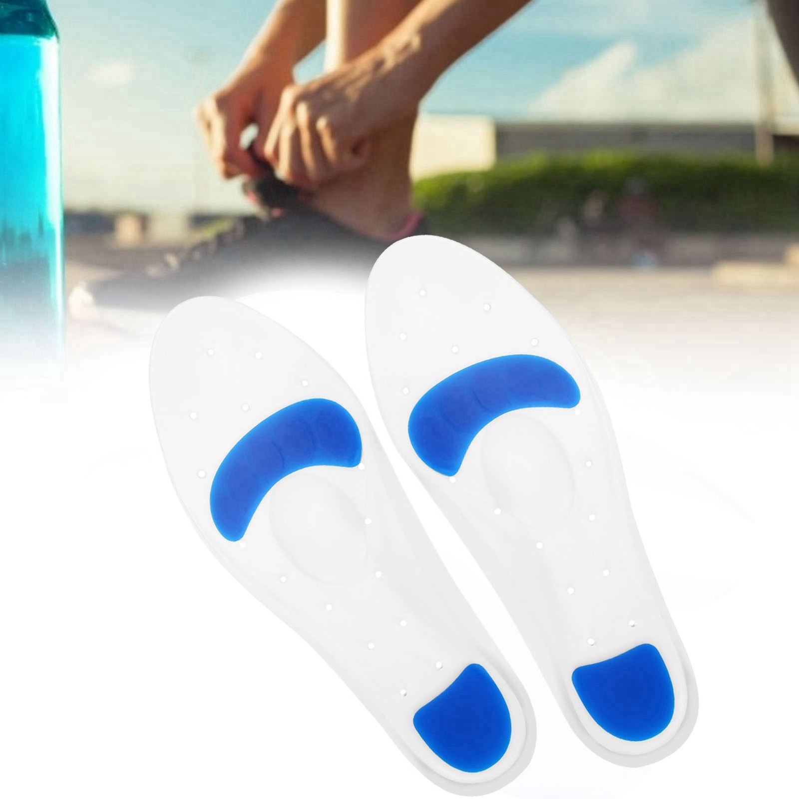 2 Pairs Elastic Silicone Insoles High Impact Absorption Arch Support For WT