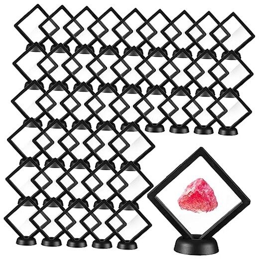 60 Pcs 3D Floating Display Case PE Film Jewelry Storage Box 3.5 Inch Black