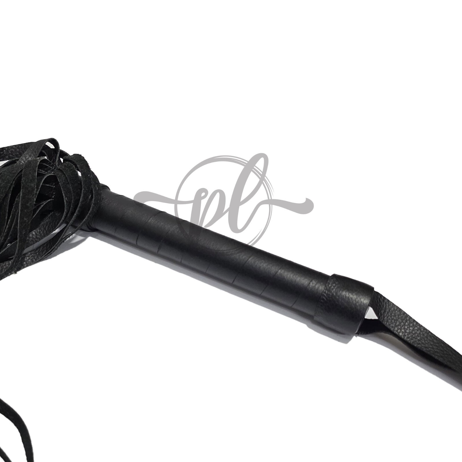 Real Leather Flogger – Black Heavy-Duty Whip with Multiple Falls Black