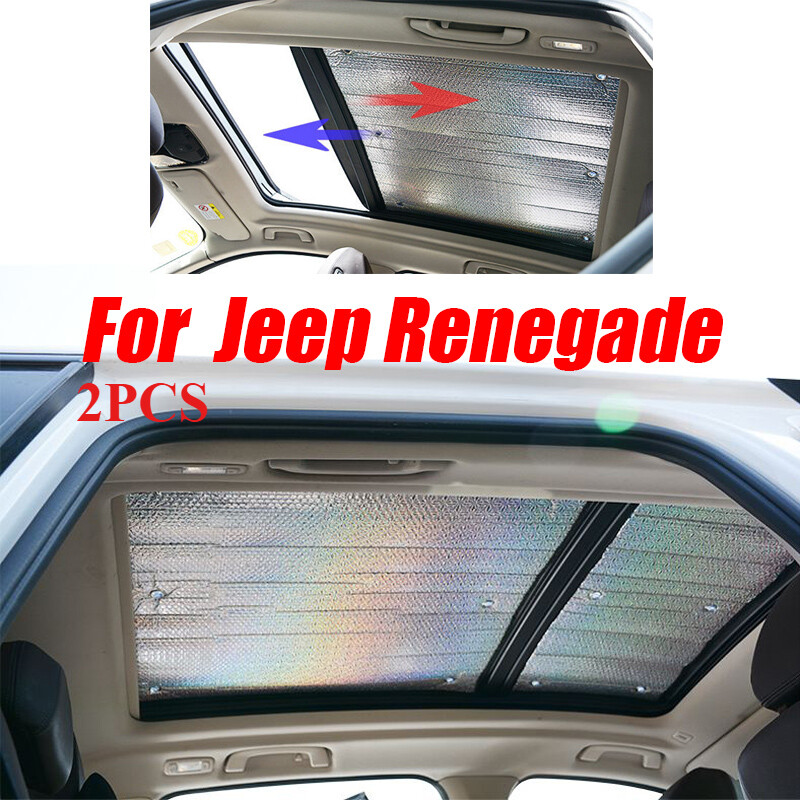 2X Silver Glass Roof Sunroof Sun Shade Window Cover for Jeep Renegade 2015-2023