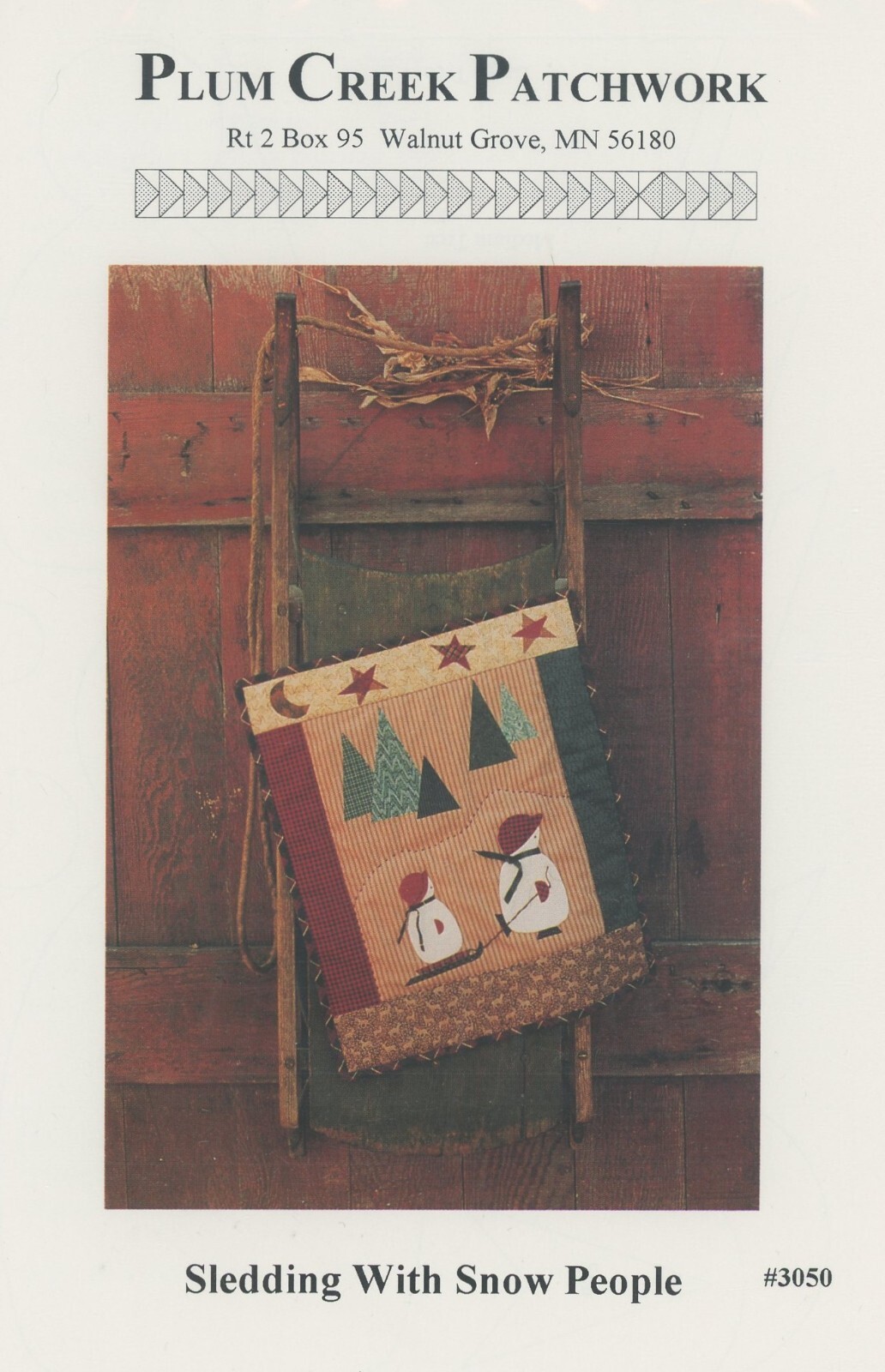 Plum Creek Patchwork Sledding with Snow People Applique Quilt Pattern