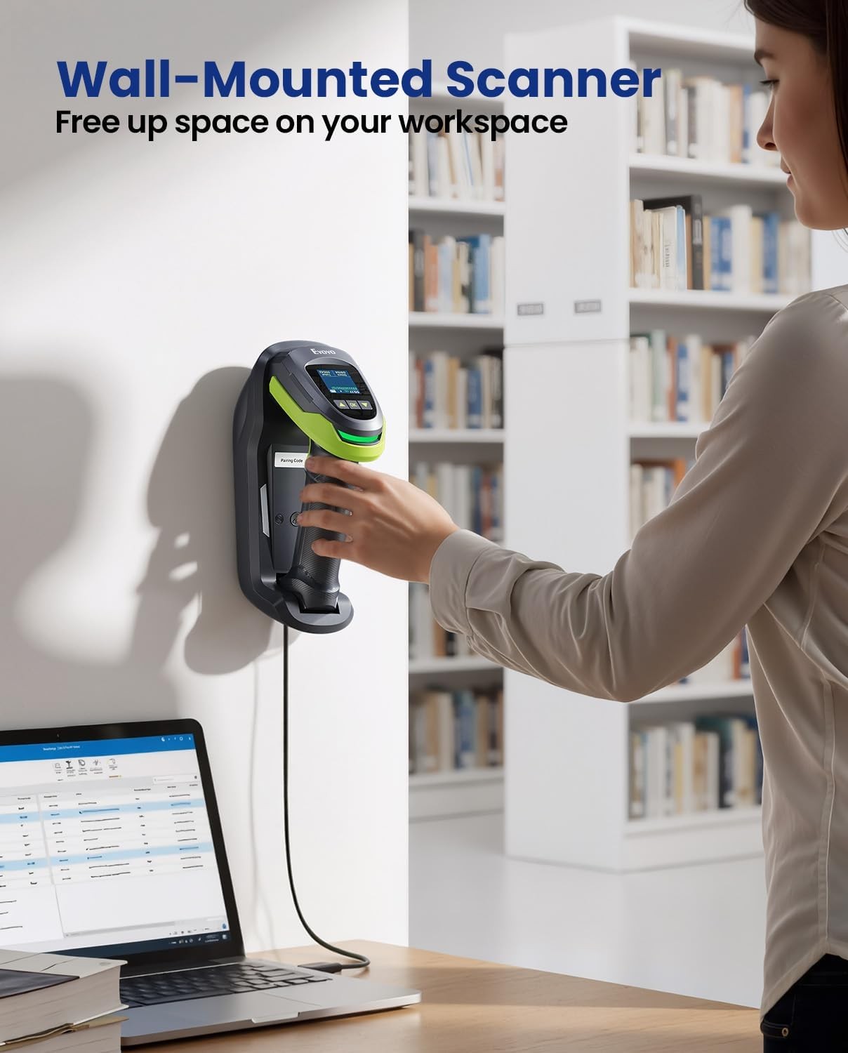 Eyoyo 1.44" LCD Barcode Scanner Wireless with Screen 1D 2D QR Bluetooth Scanner