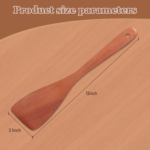 2 Pcs Solid Wood Spatula Set for Nonstick Pans, 12-inch Ergonomic Kitchen Tool