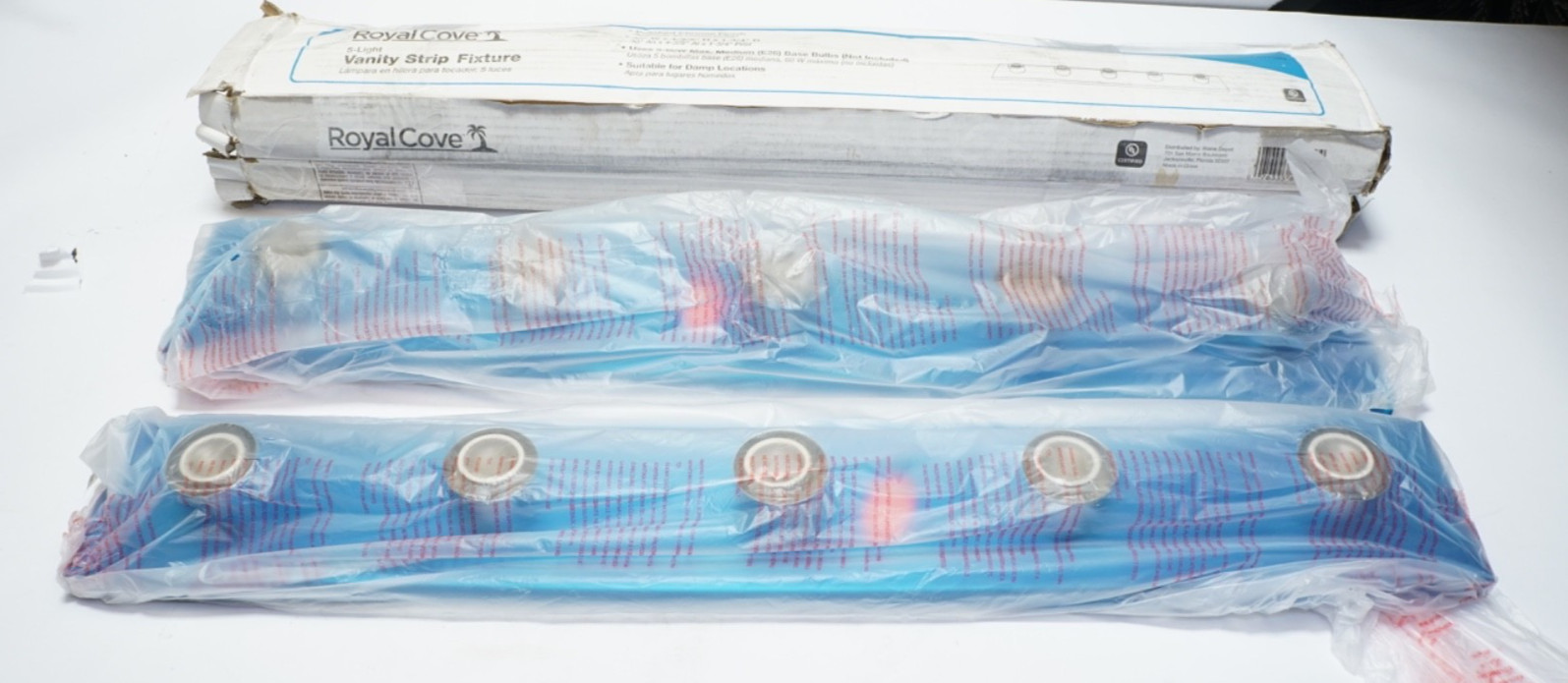 NO HARDWARE! New Lot of 2 Royal Cove 671399 5 Lights Polished Chrome Bath Light