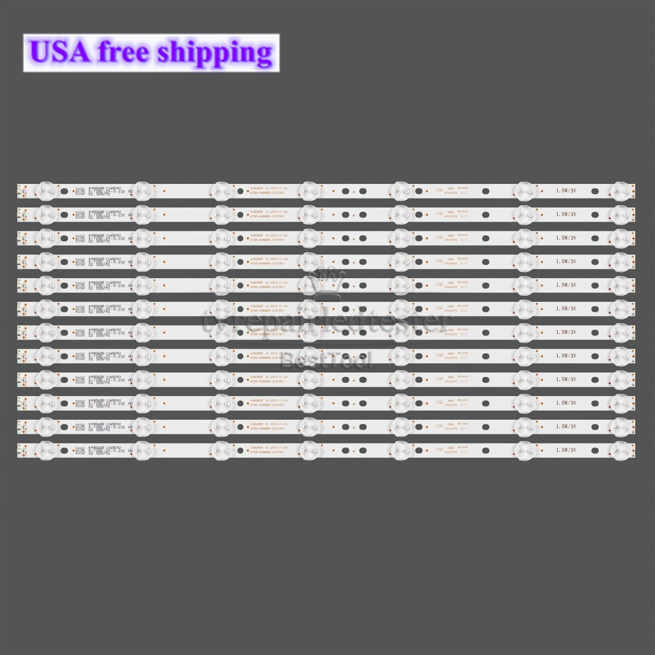 12PCS LED backlight strips for Toshiba 49" TV 49L621U 4708-K49WDR-A1213K11 New