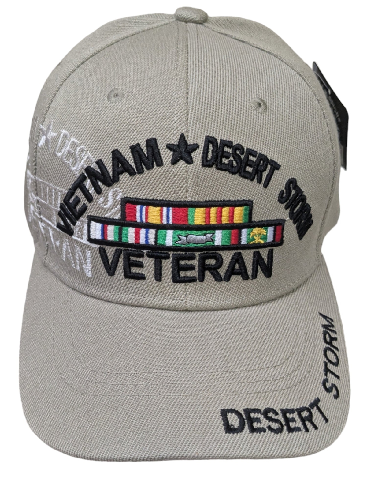 US Military Vietnam Desert Storm Veteran Ribbon Khaki Adjustable Baseball Hat Ca