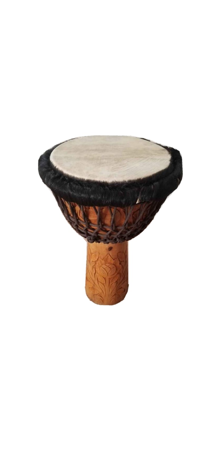 Vintage Solid Wood Ornately Carved 13 Inch Djembe Handmade Drum