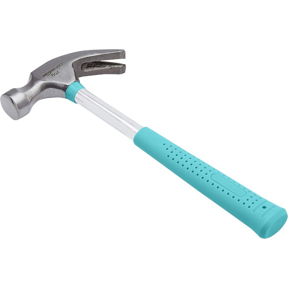 Turquoise 8 oz Claw Hammer with Shock Reduction Grip