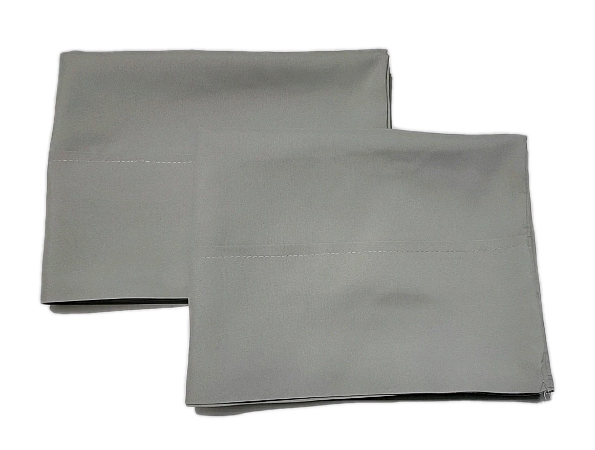 Set Of 2 Light Grey 100% Polyester Pillowcases.  20 X 30 Standard/ Queen