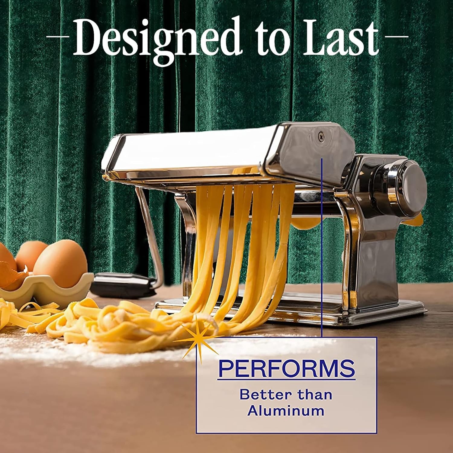 Luxury Pasta Maker - 7 Adjustable Thickness Settings & 2 Cutting Attachments