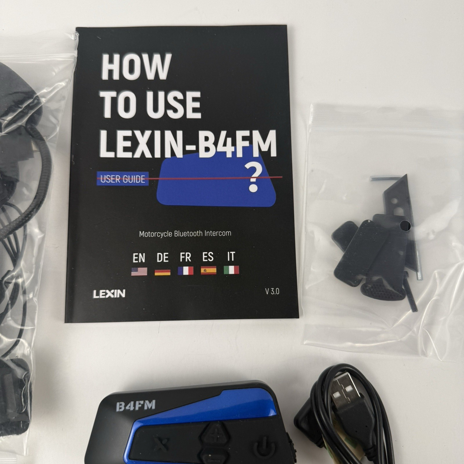 Lexin B4FM Motorcycle Bluetooth Intercom Single Unit Headset Communication