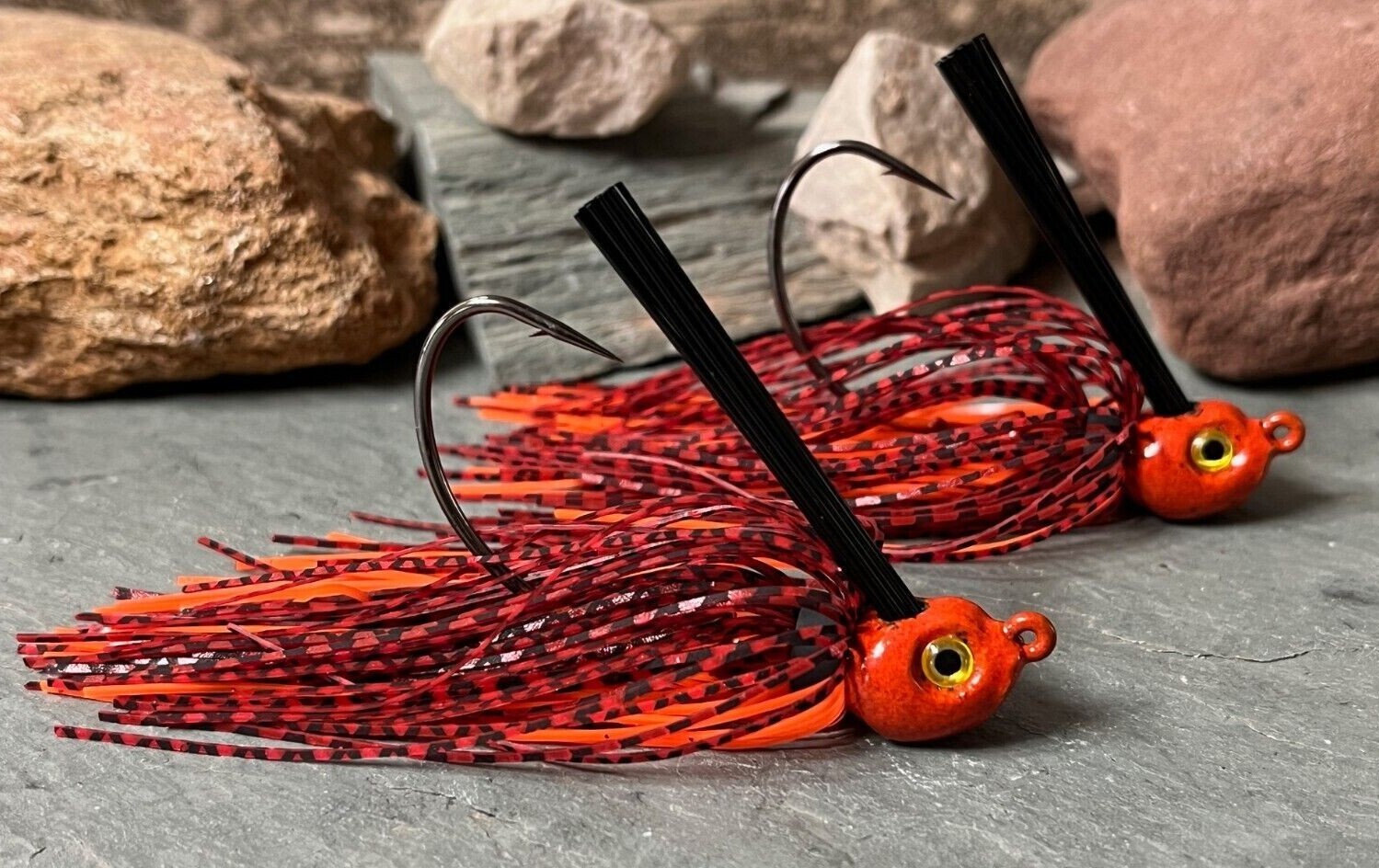 2 Swim Jig Poison Tail Weedless Bass Fishing Lure Fire Craw Shad Bluegill & More