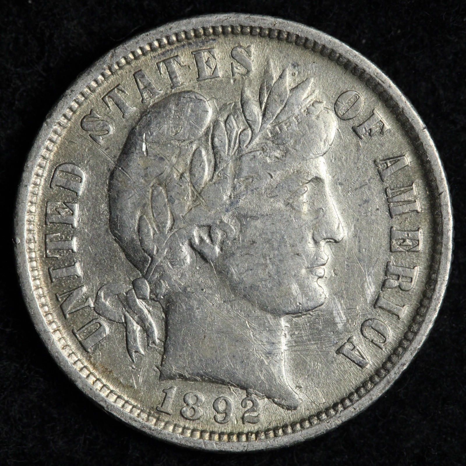 1892 Barber Silver Dime AU E310 RKNC