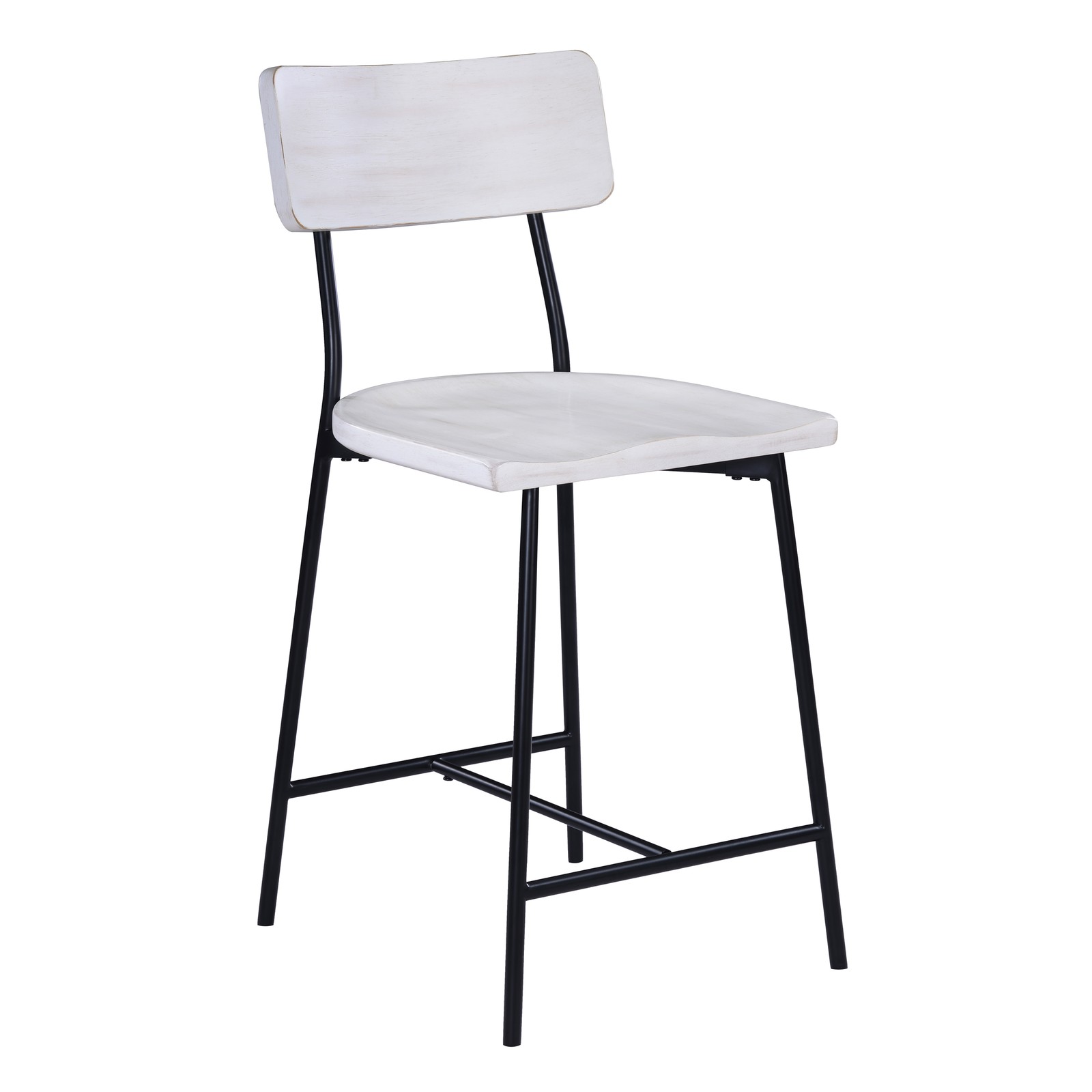 Badin Wood & Metal Modern Counter Stool, Industrial Style with Backrest