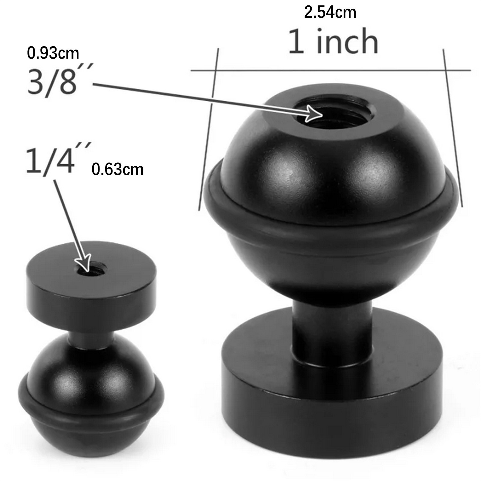 Black 1In Ball Adapter For Gopro Action Camera Fill Light Diving Flashlight