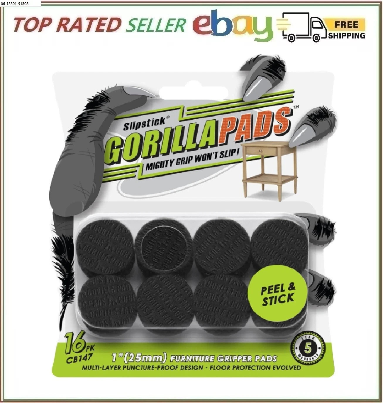 Slipstick GorillaPads Non-Slip Furniture Pads Set of 16 1 inch