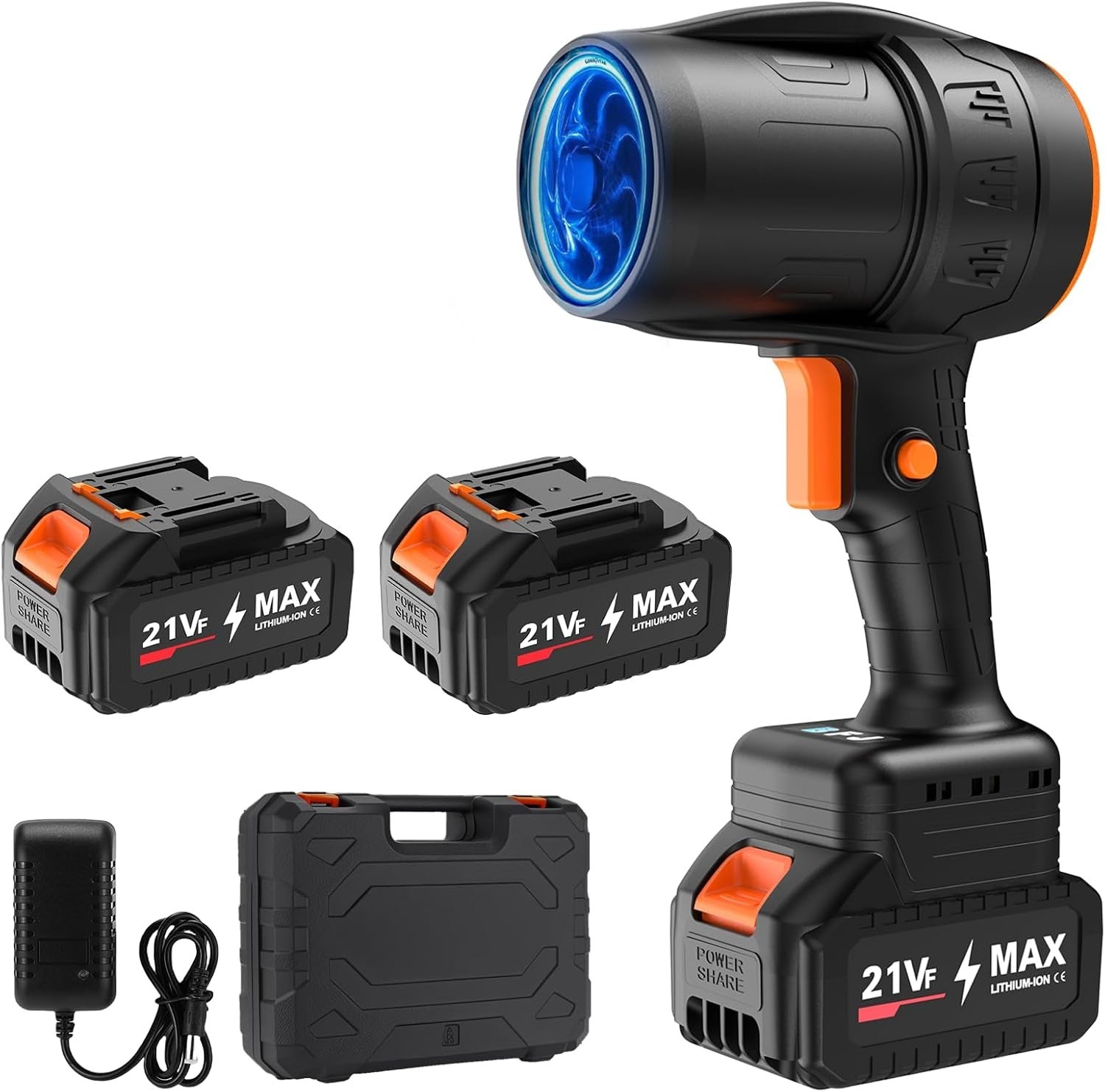 Cordless Electric Leaf Blower, 21V Handheld with 2 Batteries and Charger