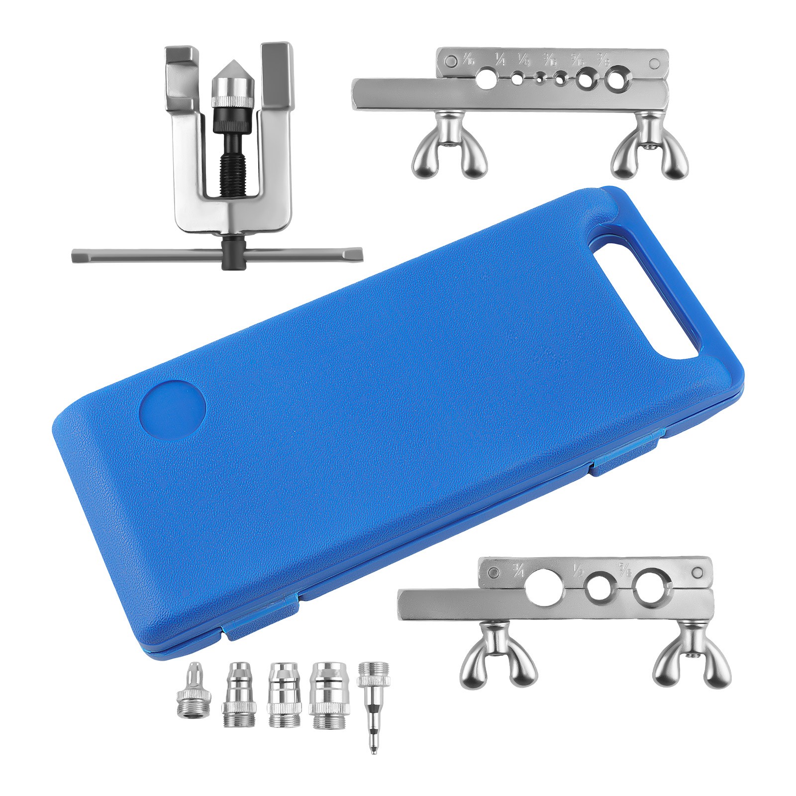 Flaring Tool Kit w/ Swivel Type Swaging Adapters 45 Degree Tubing 1/8 to 3/4"