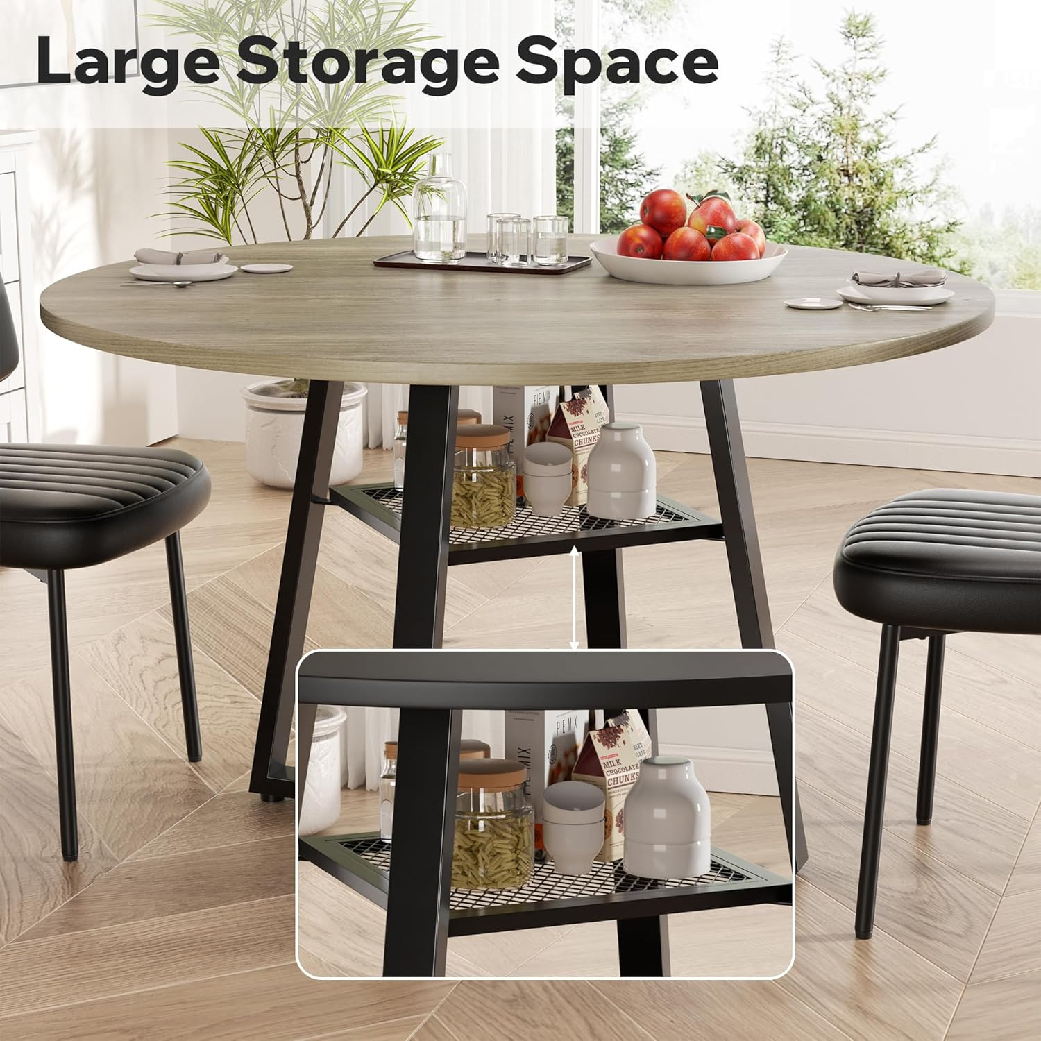 Round Dining Table for 4-6 People,47 Inch Dining Room Table,Modern Circle Kitche