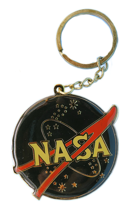 NASA KEYCHAIN vintage Metal VECTOR LOGO 2"  Space Agency