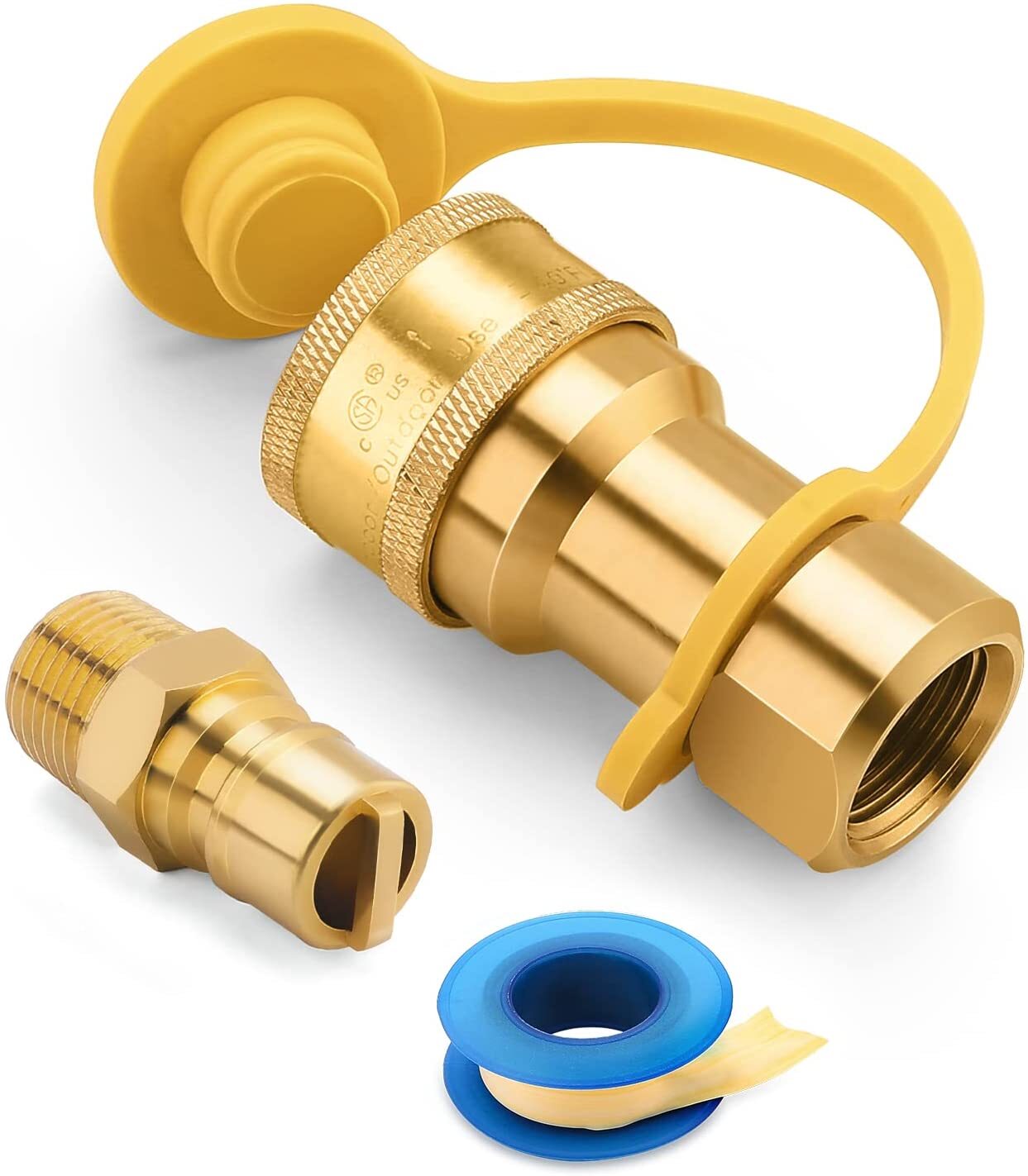 1/2" QDD LP Gas Quick Connect Fittings with Male Insert Plug, Natural Gas Propan