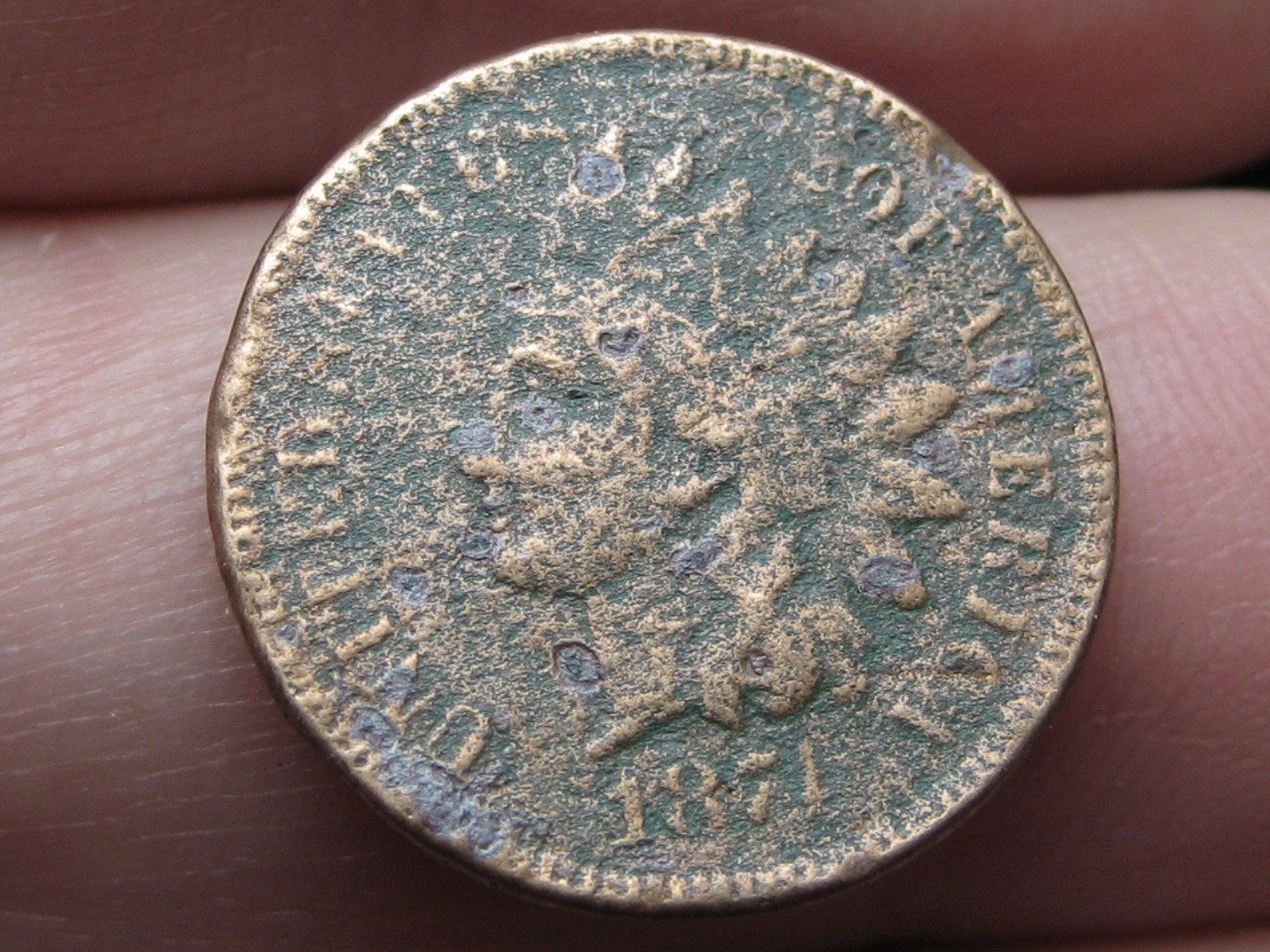 1874 Indian Head One Cent Penny- Good/VG Details