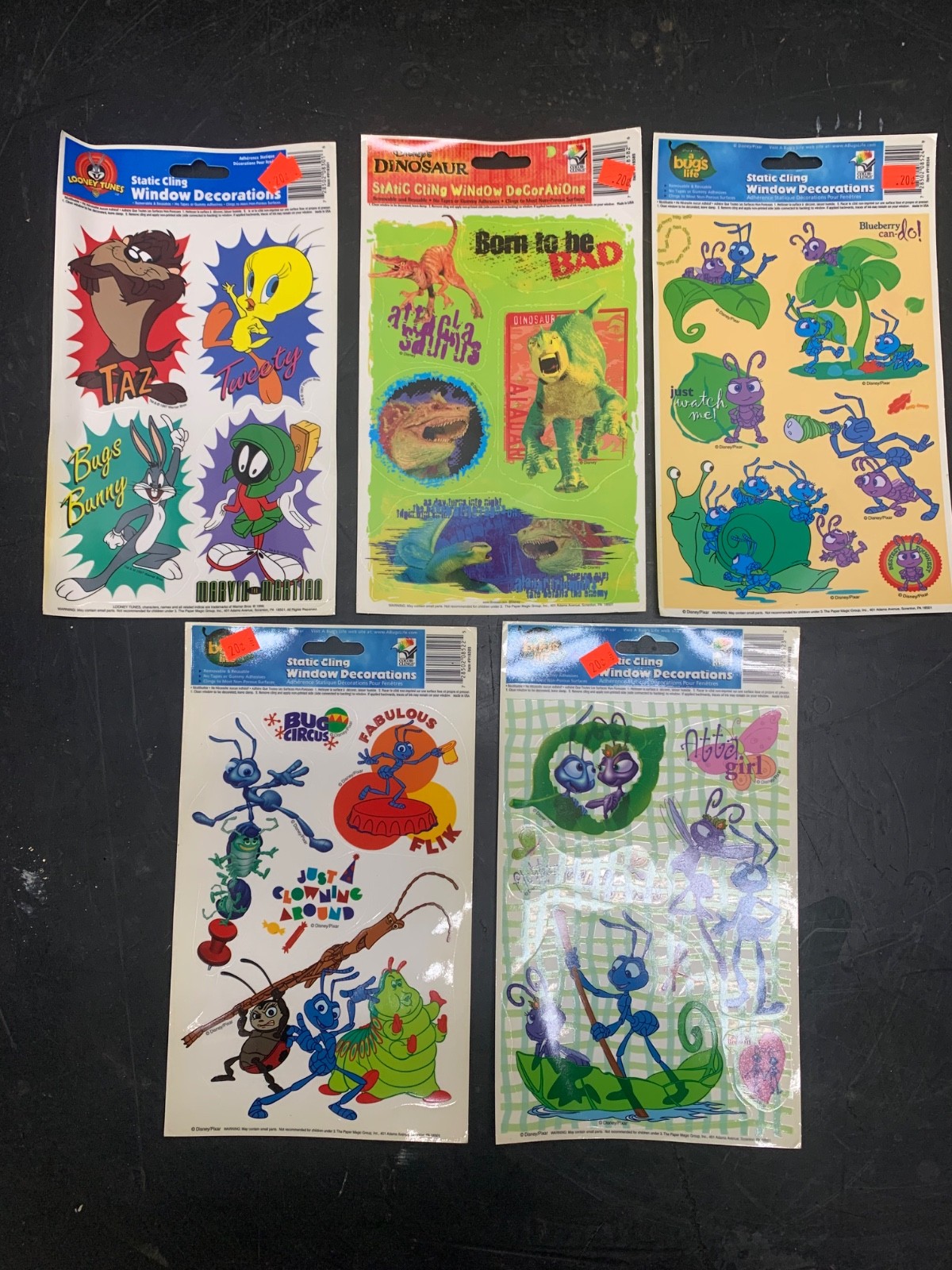 Vtg Lot Disney Pixar A Bugs Life Dinosaur Looney Tunes Static Cling Window Sheet