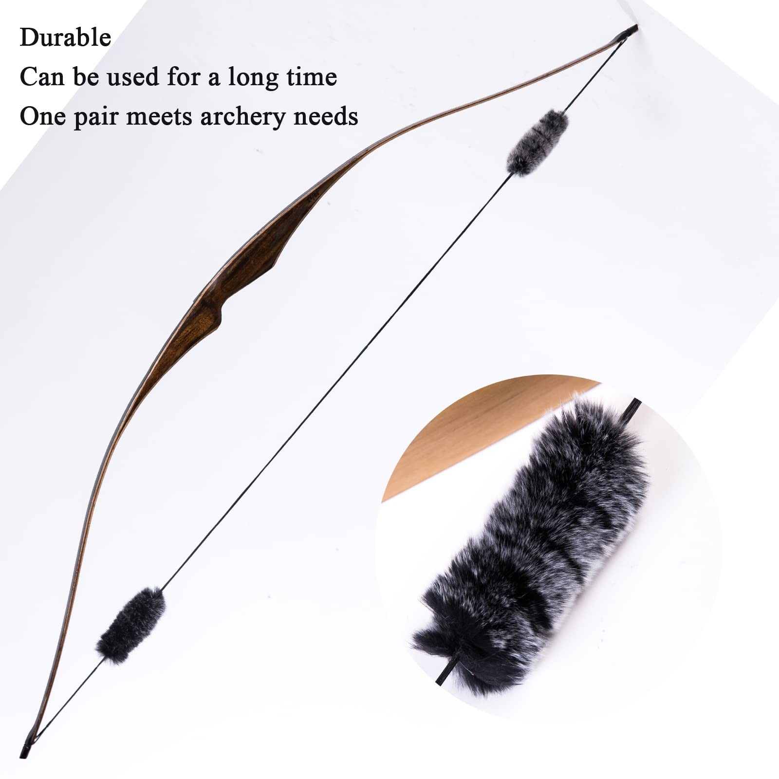 Toparchery Bow String Silencers One Pair for Recurve Longbow black,white