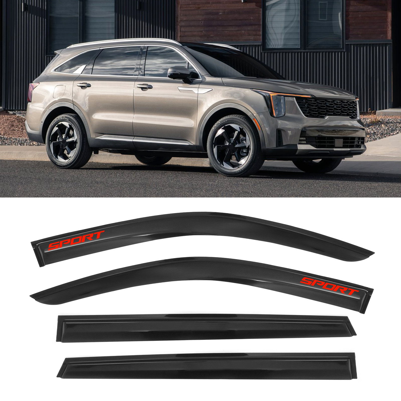 For 21-25 Kia Sorento In Channel Window Visors Smoke Rain Guard Shade Acrylic