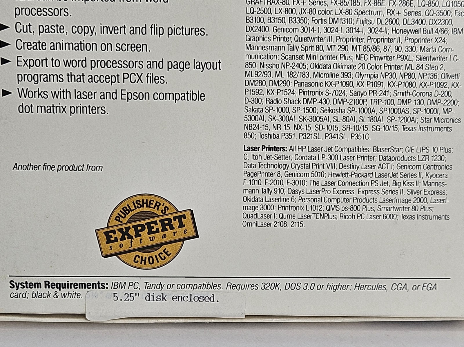 Paint 'N Print Expert Software Vintage PC IBM Tandy PC Software 5.25" Disk HTF!
