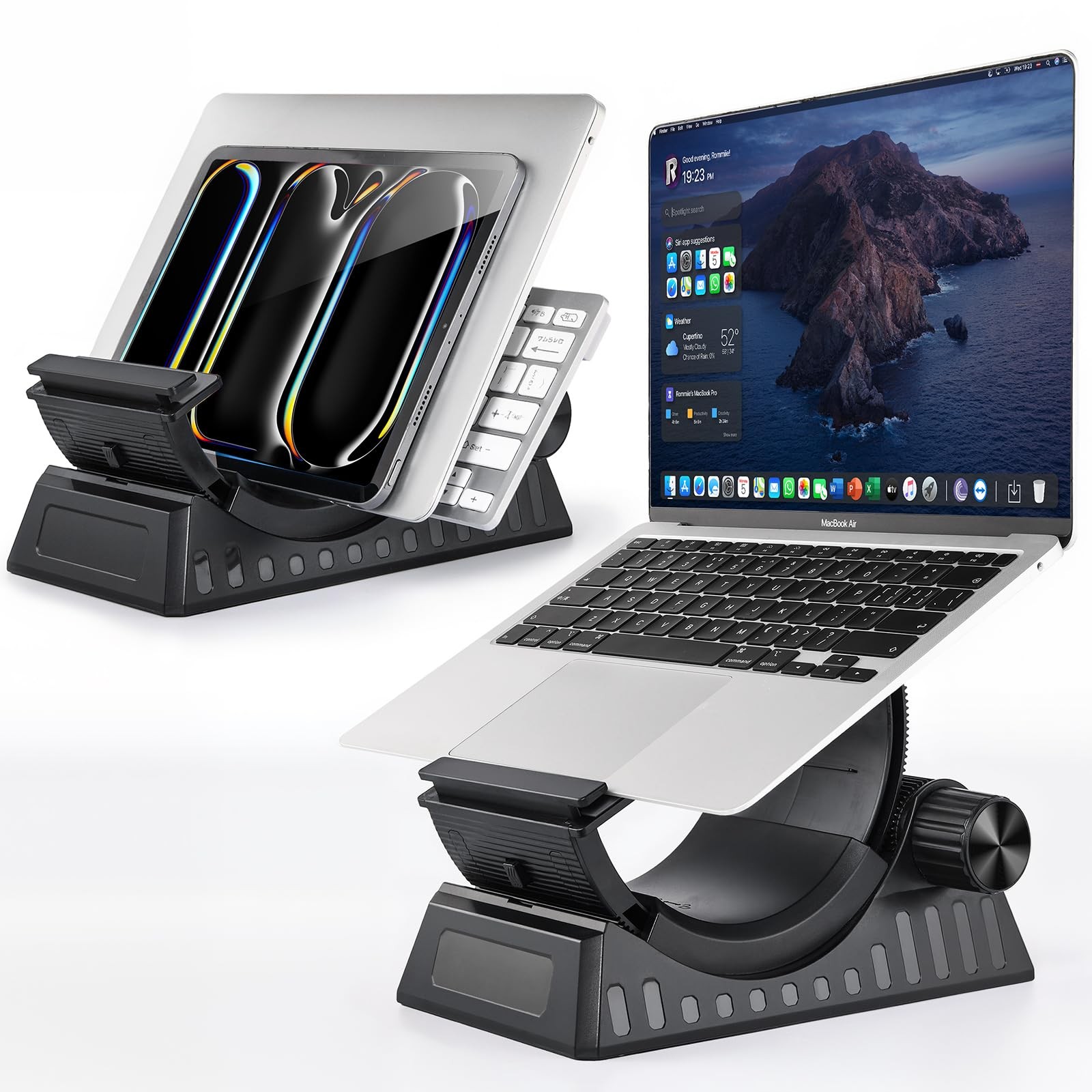 bifine Laptop Stand for Desk, Height and Angle Adjustable, 2-in-1 Black