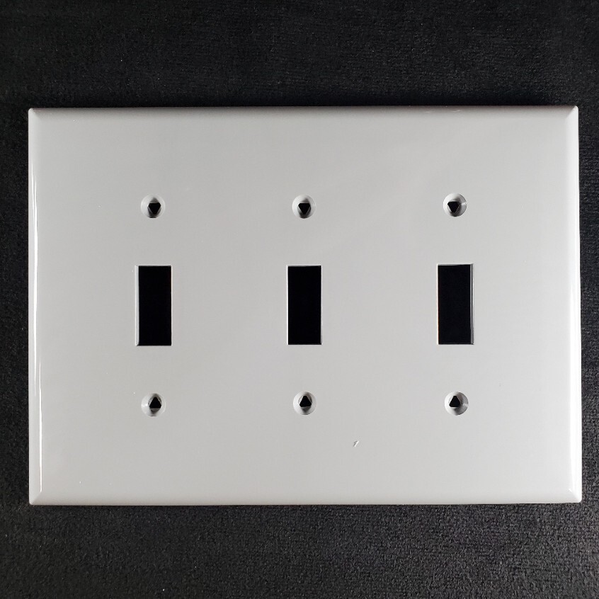 Gray 3 Gang Toggle Switch Wallplate Cover Mid-Size Unbreakable Cooper PJ3GY