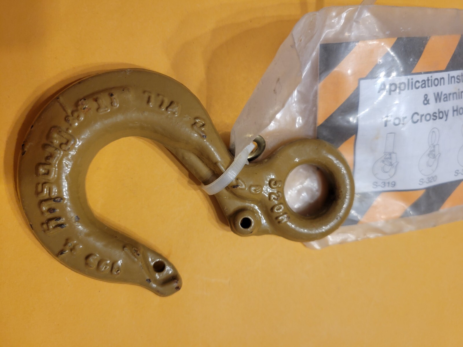 2EA CROSBY WLL 1" T S-320 N HOOK W/ EYE LOOP- NEW