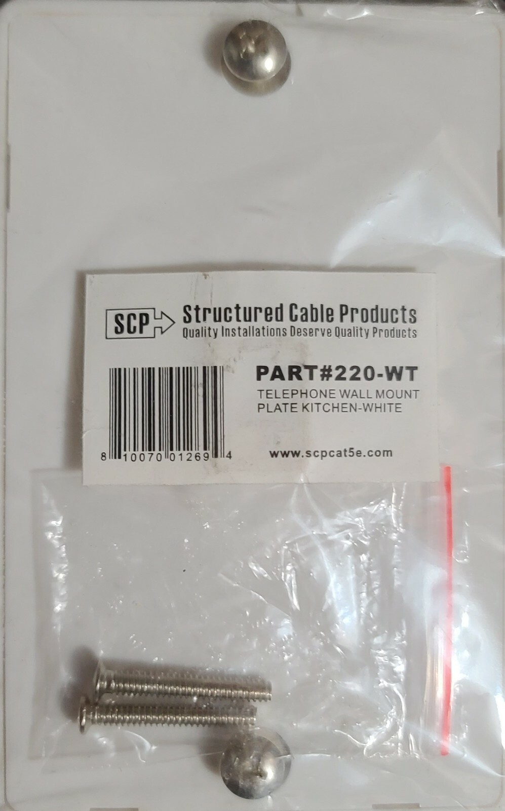 SCP TELEPHONE WALL MOUNTED PLATE- KITCHEN - WHITE- 220-WT
