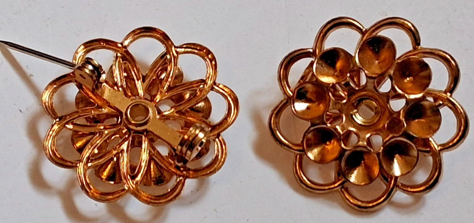 Vintage Lot Of 20 Metal FLORAL Brooch Creation Jewelry Making Findings