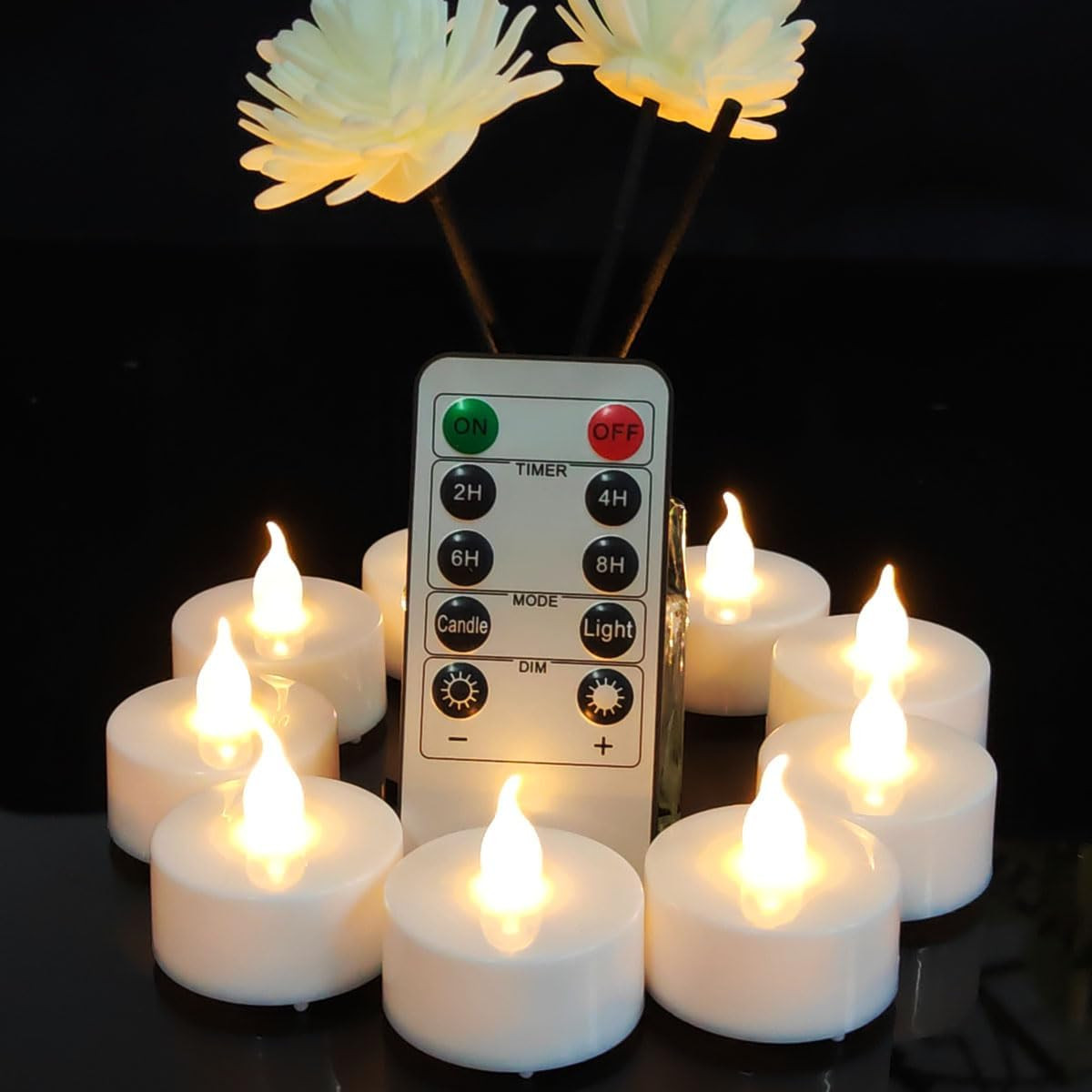 Jialine 12 Pack Flameless LED Tealights with Remote & Timer (Warm White)