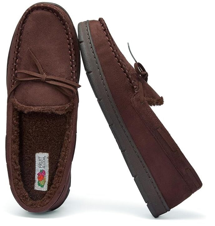 Men's  Men's Moccasin, Indoor/Outdoor Slipper, Memory Foam Large Brown
