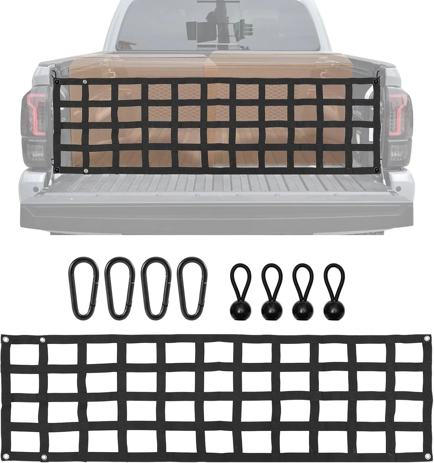 Tailgate Net for Pickup Truck Bed, Black 58.86x17.32in Mesh Tail Gate with Heavy