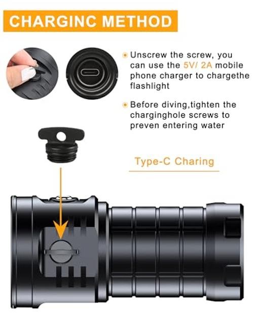 16 LED 5000 Lumens Dive Light, 200M Underwater Diving Flashlight | 3 Modes,