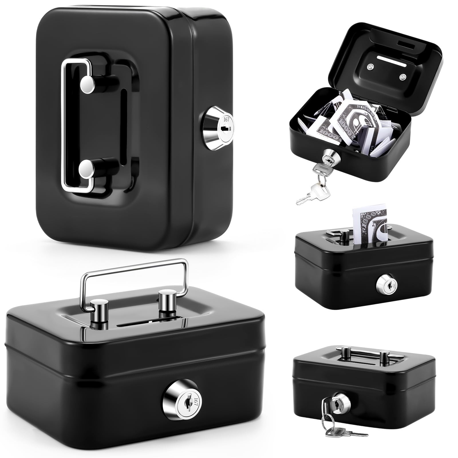 Reallnaive Metal Box for Gambler with about 4.53 x 3.35 x 1.97 inches, black