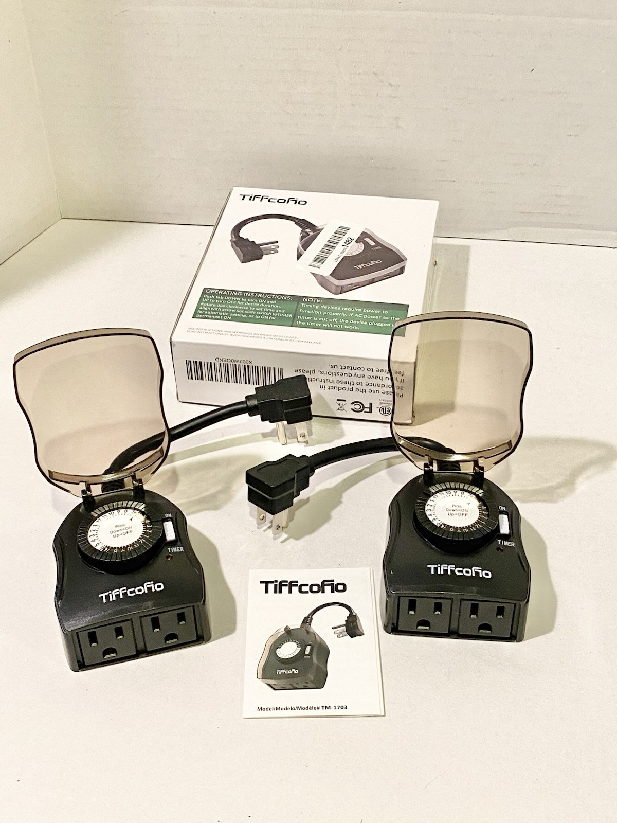 ( Lot Of 2) Outdoor Mechanical Timer Outlet 24 Hour, New, Open Box.