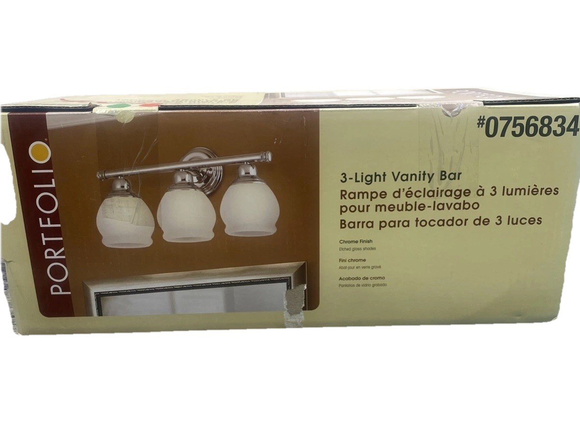 Portfolio 3-Light Chrome Modern/Contemporary Vanity Light 0756834 {B5}