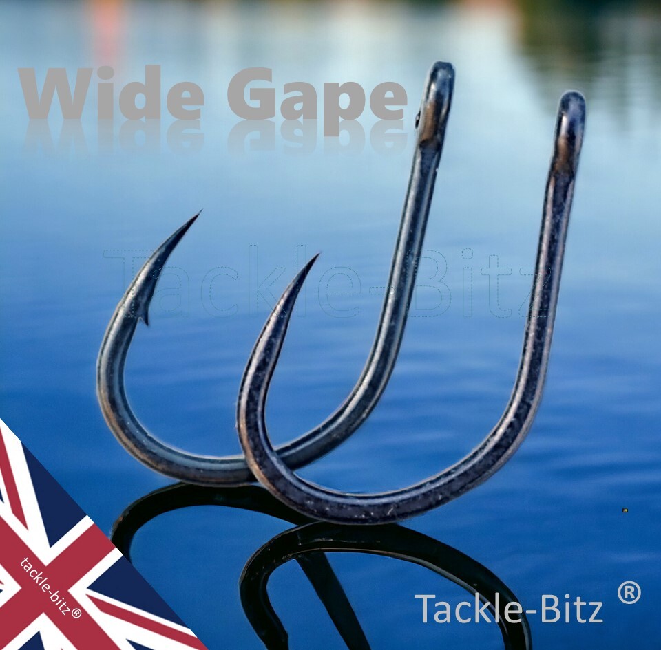 Carp Fishing Tackle Hooks Wide Gape Barbless Or Micro Barbed Sizes 6 8 and 10