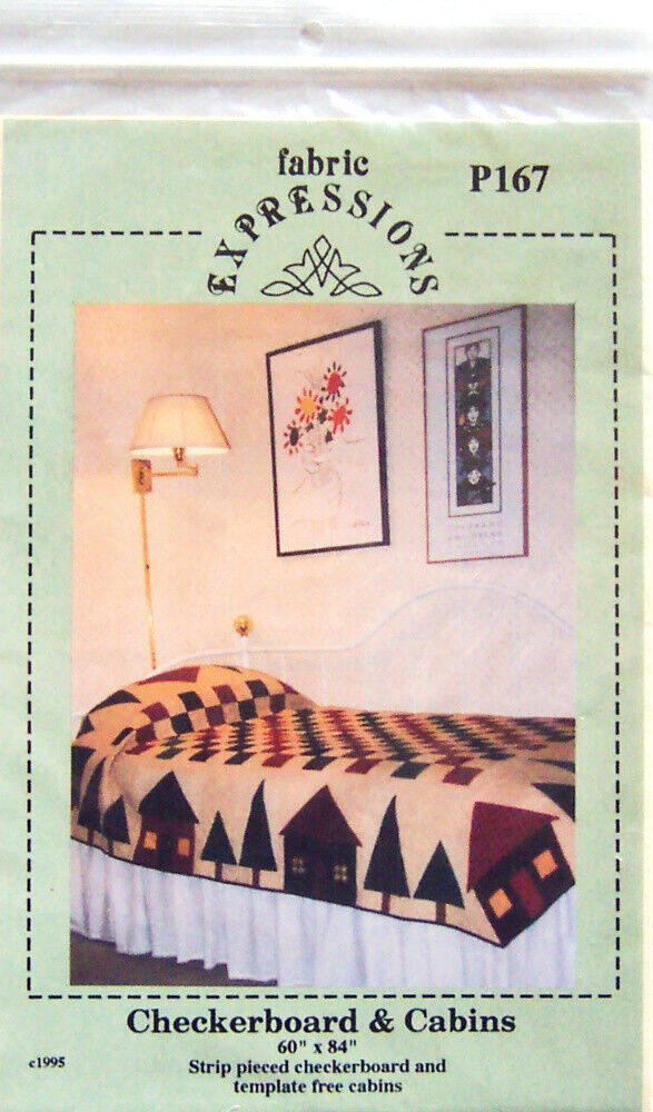 1995 Fabric Expressions "CHECKERBOARD & CABINS" 60x84 Quilt PATTERN #P167