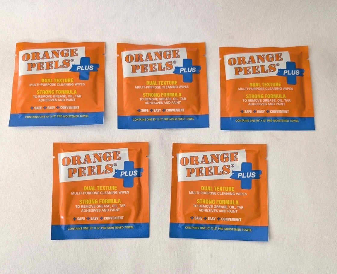 Orange Peels Plus 10x12" Pre-Moistened Multi Purpose Towels 5 Individual Packs